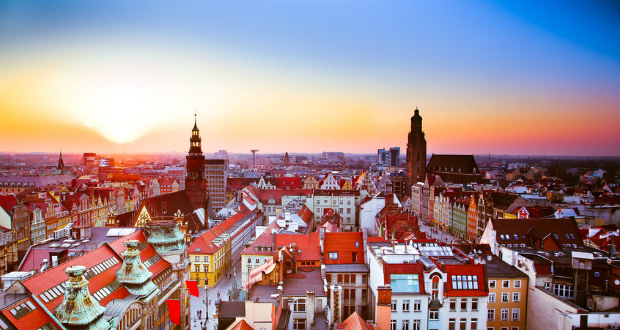 Breslau Sonnenuntergang über der Stadt