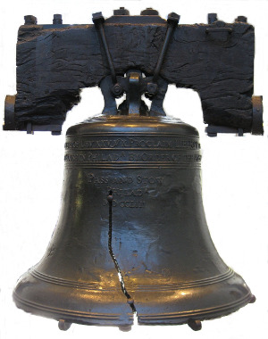 Die Freiheitsglocke, Liberty Bell, wird im Independence National Historical Park ausgestellt.